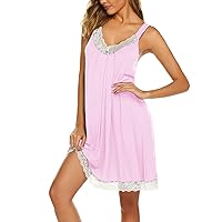 Ekouaer Women's Nightgown V-neck Chemise Sleepwear Lace Nightwear Soft Lingerie for Women