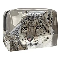 Travel Makeup Bag Leopard Snow Cosmetic Bag Pvc Makeup Bag Toiletry Bag For Women And Girls 7.3x3x5.1in