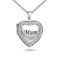 KunBead Jewelry Love Heart Photo Picture Locket Pendant Necklace for Pictures for Mum Women Girls Birthday Gift