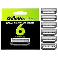 GilletteLabs Gillette Mens Razor Blade Refills , Compatible Only with GilletteLabs Razors with Exfoliating Bar and Heated Razor, 6 Razor Blade Cartridges