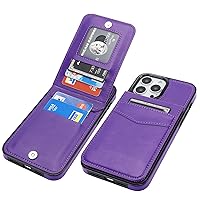 KIHUWEY Compatible with iPhone 13 Pro Max Case Wallet with Credit Card Holder, Premium Leather Magnetic Clasp Kickstand Heavy Duty Protective Cover for iPhone 13 Pro Max 6.7 Inch(Dark Purple)