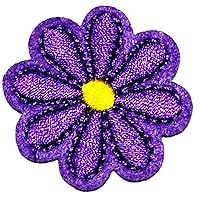 Kleenplus Purple Daisy Flower Patch Beautiful Flowers Floral Embroidered Patches for Clothe Jeans Jackets Costume Sewing Repair Decorative