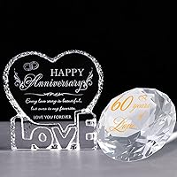 YWHL 60th Wedding Anniversary Romantic Gifts for Parents, Crystal Happy Anniversary for Wife, 60 Years of Love Keepsake for Couple