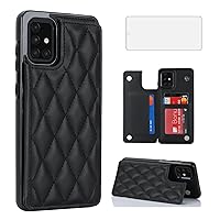 Asuwish Phone Case for Samsung Galaxy A51 4G Wallet Cover with Tempered Glass Screen Protector and Leather RFID Credit Card Holder Stand Slot Cell Accessories A 51 M40S 51A A515F S51 Women Men Black
