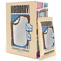 Legendary Foods 20 gr Protein Pastry | Low Carb, Tasty Protein Bar Alternative | Keto Friendly | No Sugar Added | High Protein Breakfast Snacks | Gluten Free Keto Food - Cookies and Cream (8-Pack)