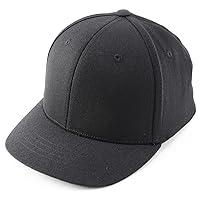 Trendy Apparel Shop Plain and Embroidered Wool Structured 6 Panel Umpire Fitted Flexfit Cap