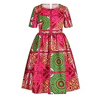 2020 Summer Toddler Little Girls African Dresses, Girl Ethnic Boho Print Style Long Maxi Dress 7-12 Years Hot Pink