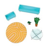 Lori – Living Room Set for Mini Dolls – Furniture for 6-inch Dolls – Dollhouse Accessories – Couch, Table, Rug, Plants – 3 Years + – Urban Living Room Set