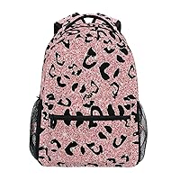 ALAZA Rose Gold & Pink Leopard Cheetah Print Backpack Purse with Multiple Pockets Name Card Personalized Travel Laptop School Book Bag, Size S/16 in