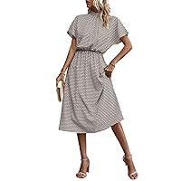 Dresses for Women 2024 Allover Print Batwing Sleeve A Line Long Dress