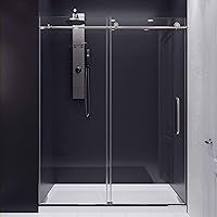 ANZZI 76 x 60 inch Frameless Shower Door, Brushed Nickel, Madam Complete Shower Kit, Water Repellent Sliding Glass Panel + Bottom Seal Strip Parts + Easy Glide Rollers, SD-AZ13-02BN