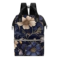 Peony Flowers Diaper Bag for Women Large Capacity Daypack Waterproof Mommy Bag Travel Laptop Backpack