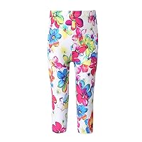 TiaoBug Kids Girls Floral Print 3/4 Length Dance Leggings Capri Pants Gymnastics Sports Yoga Trousers Activewear