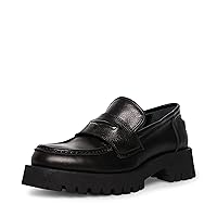Lawrence Round Toe Slip On Leather Loafers Black Leather