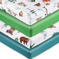 4 Pack Crib Sheets Set Woodland Forest Animals Wood Neutral Fitted Baby Changing Pad Covers for Standard Crib Mattress & Unisex Toddler Bed Mattress Baby Boys or Girls