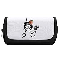 I Will Cut You Skull Pencil Case Large Capacity Pencil Pouch Aesthetic Pen Bag Stationery Organizer for Office
