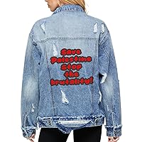 Save Palestine Women's Oversized Denim Jacket - Slogan Ladies Denim Jacket - Unique Denim Jacket