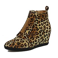Women's Fashion Wedge Sneakers High Top Hidden Wedge Heel Platform Lace Up Shoes Ankle Bootie