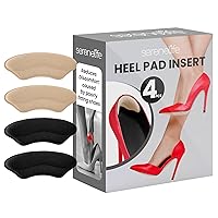 Serenelife Heel Pads - 2 Pairs of Shoe Inserts for Men & Women's Boots, High Heels & Sneakers - Fills Loose Space in Poor Fitting Loafers - Soft & Comfortable - Strong Adhesive - Black & Apricot