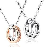 His & Hers Matching Set Stainless Steel LOVE ONE ANOTHER Promise Couples Pendant Necklace for Lover Valentine