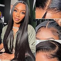 Maxine Glueless Wig Human Hair Pre Plucked Pre Cut 7x5 HD Lace Closure Wigs Human Hair Wear and Go Bleached Knots Straight Lace Front Wig 26 Inch 180% Density for Black Women