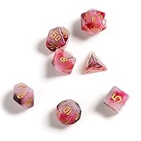 Pink + Black + Red Marble Dice Set