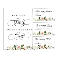 How Many Kisses for The Soon to Be Mrs Floral Brunch & Bubbly White Bridal Shower Game 1 Sign + 30 Cards