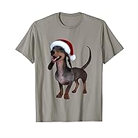 Holiday Ready Cartoon Style Dachshund With Santa Hat T-Shirt