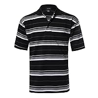 Youstar Men's Basic Casual Short Sleeves Patterned 3 Button Placket Polo (S-5XL)