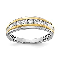 Jewels By Lux Solid 14K Tri Color Gold 7-Stone 1/2 carat Diamond Complete Mens Ring Available in Size 9 to 11 (Band Width: 6.2 to 2.4 mm)