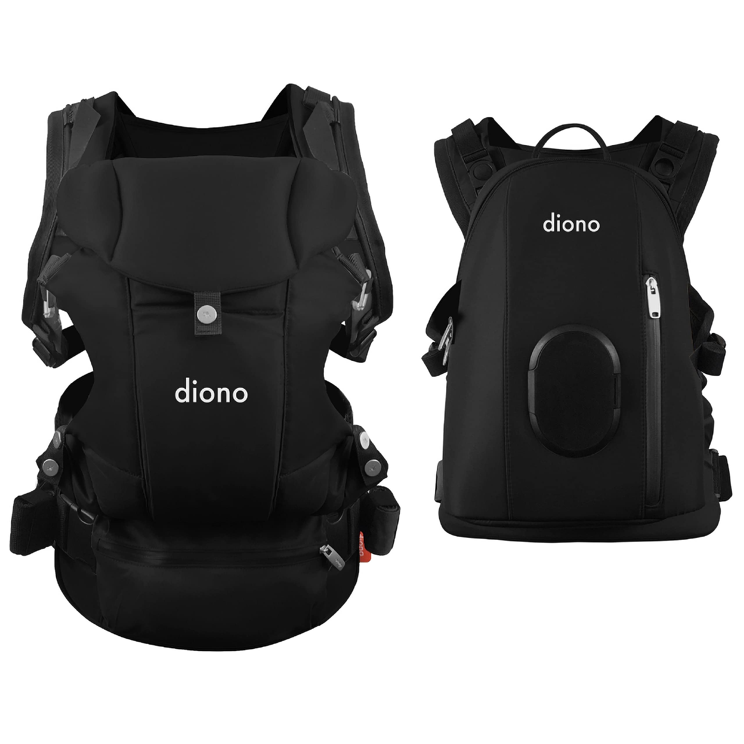 Diono Carus Complete 4-in-1 Baby Carrier with Detachable Backpack, Front Carry & Back Carry, Newborn to Toddler up to 33 lb / 15 kg, Black