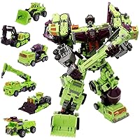 Deformation Oversize Toys Robot Devastator Engineering Combiner 6 in 1 Action Figure Car Truck Model Gift for Kids Boys (Green)