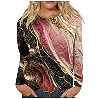 Womens Shirts Casual Women's Fashion Casual Long Sleeve Floral Print Round Neck Pullover Top Blouse