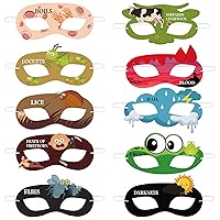 Chuangdi 30 Pieces Passover Plague Mask Felt Pesach Face Masks Animal Pesach Decorations for Adults Kids Passover Seder Party Crafts Gifts Costume Accessories, 10 Styles