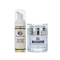 Foaming Tea Tree Face Wash and Eye Cream and Face Moisturizer for Eye Irritation and Eyelid Relief