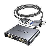 WARRKY Video Capture Card with Built-in USB 3.0 Cable [1080P 60fps Record, 4K Pass-Through] HDMI Capture Card with 2 Audio Ports for Streaming, Compatible with Nintendo Switch, PS5, Xbox, PC -Gray