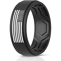 ThunderFit Silicone Wedding Rings for Men, Breathable Airflow Pattern - 9mm Wide - 2mm Thick