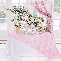 B-COOL Pink Tablecloth Lace Tablecloth 60 x 120 Inch Rectangle Wedding Table Cloth for Easter Day Party Baby Shower Outdoor Dinning Table Decor