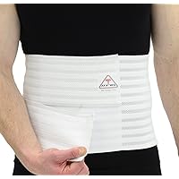 ITA-MED Men's Breathable Elastic Abdominal Binder for Post-Surgery Recovery & Umbilical Hernia Support, 9” Wide, Body-Shaping Effect, Made in USA, White (Large)