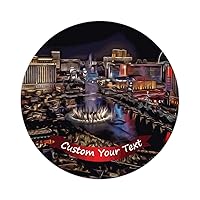 Personalized 50 Pcs Las Vegas Landscape Vinyl Stickers Travel Gift Vinyl Stickers Visitor Souvenir Skyscrapers Waterproof Round Labels Vinyl Stickers for Water Bottle Luggages Laptops 2inch