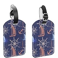 Luggage Tags Nautical Boat Leather Travel Suitcase Labels 2 Packs