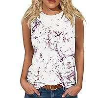 Womens Workout Tank Tops, Sleeveless Tank Tops for Women Summer Tops Crew Neck Cute Floral Printed Workout Camis