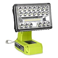 18V Light for Ryobi 18V One+ Li-ion Battery,18W 2000LM for Ryobi Light with USB Port, Zinc Alloy 110 Degree Pivoting Head, for Ryobi Light 18V max Led Work Light Floodlight Spotlight