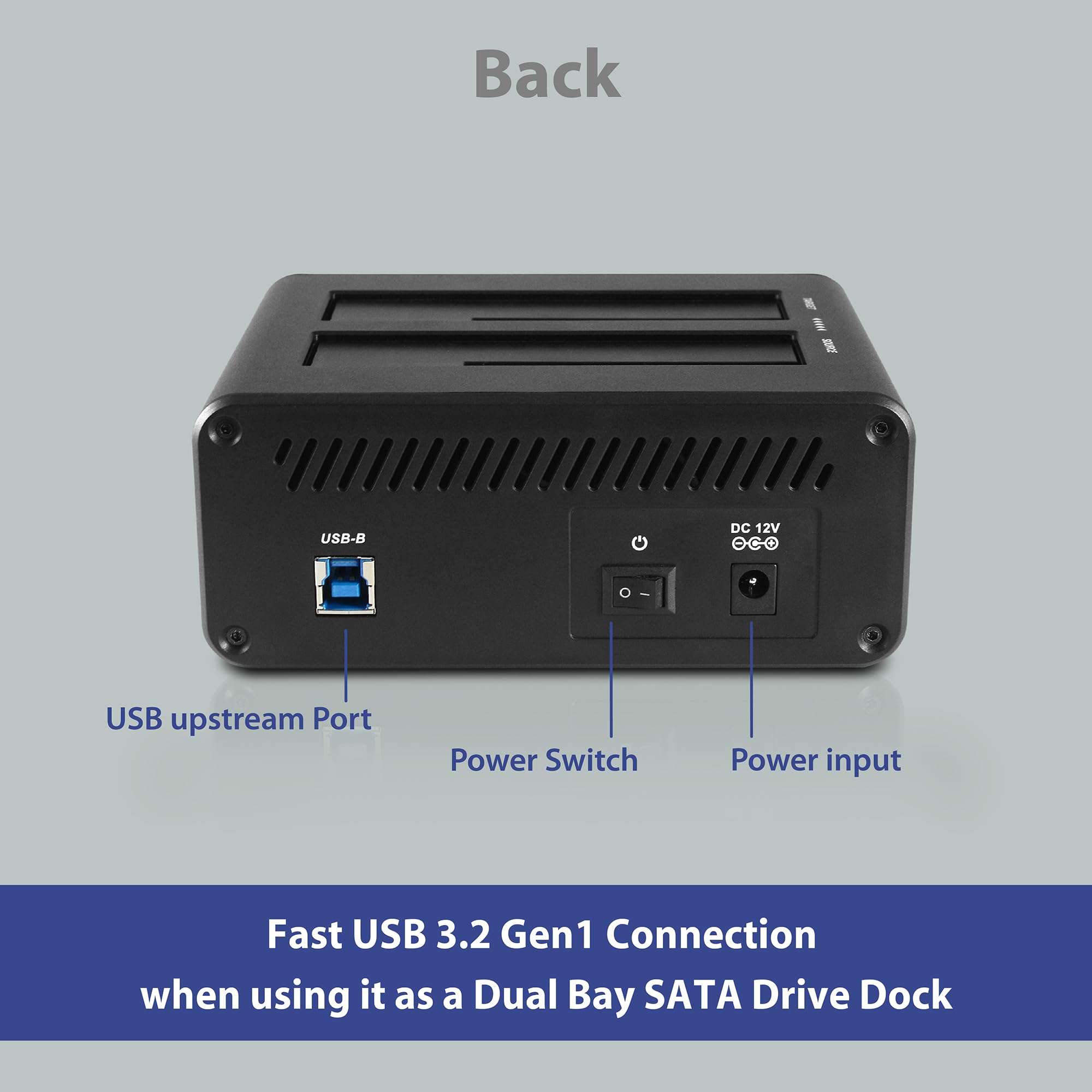 NexStar JX, USB 3.2 Gen1, Dual Bay Dock for SATA III Drive with Clone Function, USB 3.2 Gen1 (NST-D258S3-BK),Black