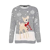 Kids Merry Christmas Knitted Jumper Reindeer Rudolph Top Snowflake Pom Pom Xmas Sweater
