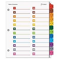 Cardinal OneStep 24 Tab Binder Dividers for 3 Ring Binder, Index Table of Content Dividers, 1 Set (60960)