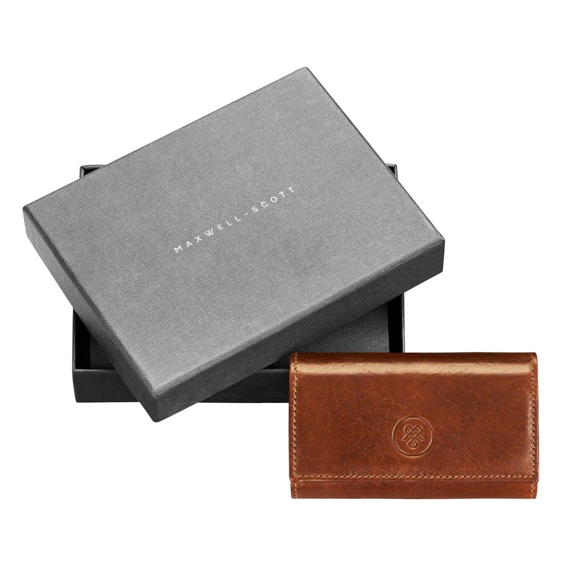 Maxwell Scott | Luxury Leather Key Case Wallet | The Lapo | 6 Hooks Key Holder Pouch for Men Women