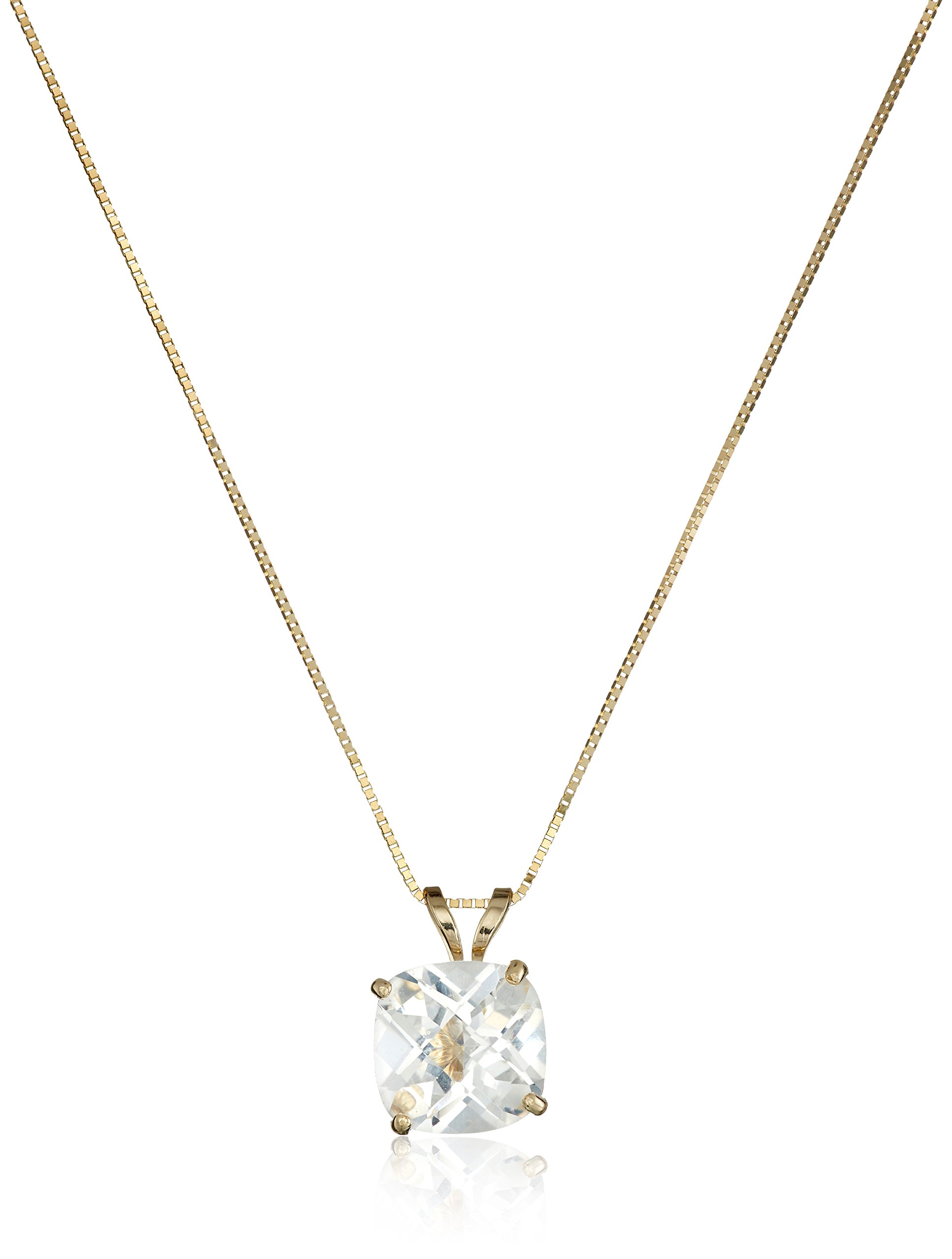 Amazon Collection 14k Gold 8mm Gemstone Pendant Necklace for Women with 18 Inch Box Chain