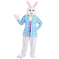 Deluxe Easter Bunny Mascot Costume for Adults - Includes Bodysuit, Headpiece, Gloves, Foot Covers, and Bow Tie