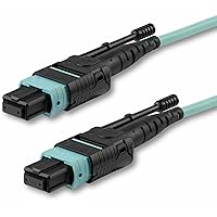 StarTech.com 5m (15ft) MTP(F)/PC to MTP(F)/PC OM3 Multimode Fiber Optic Cable, 12F Type-A, OFNP, 50/125µm LOMMF, 40G Networks, Low Insertion Loss, MPO Fiber Patch Cord (MPO12PL5M)